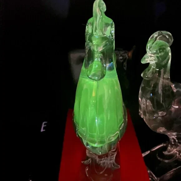 1950's Paden City GlassManganese Glass Rooster (2 Available) Bookend Sculpture